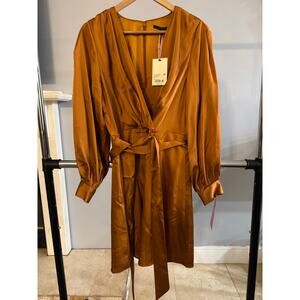 Paige Satin Deep V-Neck Long Cut Dress size 8